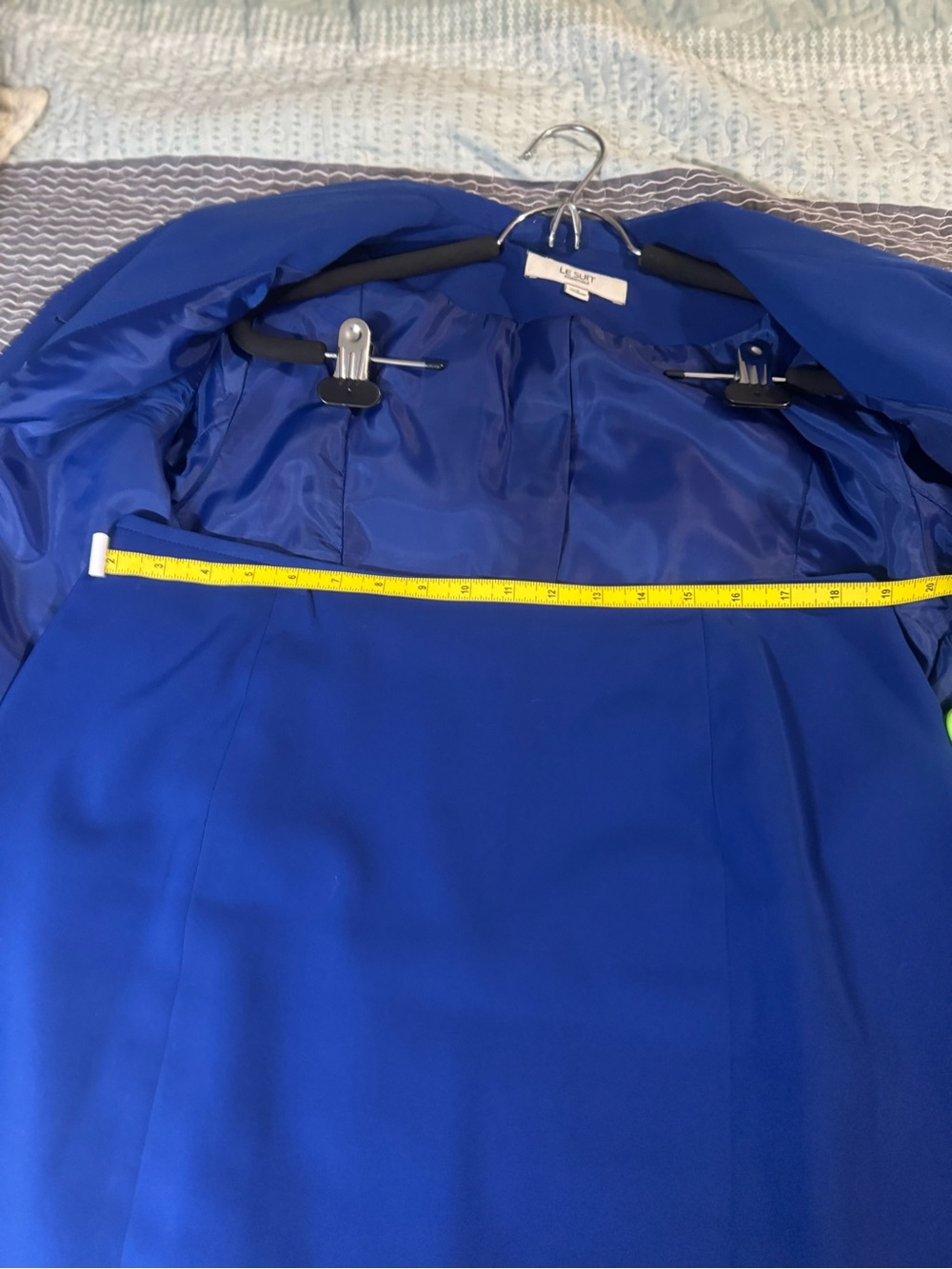 Le Suit Cobalt Blue Blazer & Skirt Set - Picture 9 of 11